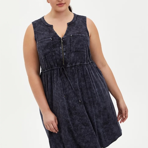 MINI CHALLIS ZIP-FRONT SHIRT DRESS - Picture 5 of 5